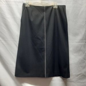 Talbots Stretch Black White contrast stitching Work Business below knee Skirt 12